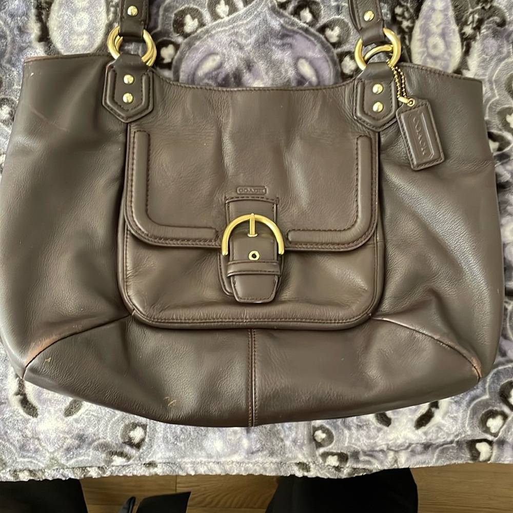 Chocolate brown leather coach preloved
